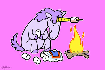 Laminated Jim Benton Unicorn Campfire Funny Poster Dry Erase Sign 24x36
