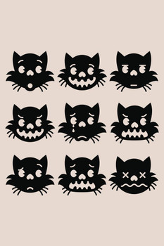 Laminated Emotions of Kitty Black Skull Halloween Fantasy Cat Poster Funny Wall Posters Kitten Posters for Wall Funny Cat Poster Emo Cat Poster Dark Cartoon Poster Dry Erase Sign 24x36