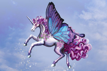 Lilac Purple Butterfly Unicorn by Rose Khan Cool Wall Decor Art Print Poster 24x36