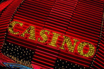 Laminated Casino Neon Sign Las Vegas Nevada Illuminated Close Up Photo Photograph Poster Dry Erase Sign 36x24