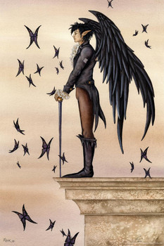 Laminated Rook Winged Fairy Elf by Amy Brown Fantasy Poster Butterfly Nature Magical Animals Poster Dry Erase Wall Art 24x36