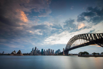 Laminated View of Sydney Skyline with Sydney Opera House from Kirribilli Sunset Photo Photograph Poster Dry Erase Wall Art 36x24