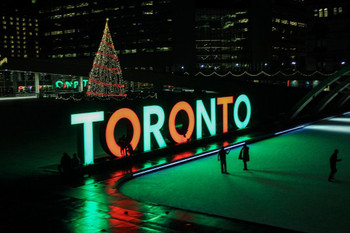 Laminated Christmas in Toronto Nathan Phillips Square Toronto Ontario Photo Photograph Poster Dry Erase Sign 36x24