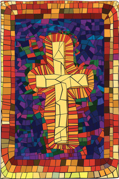 Laminated Artsy Mosaic Cross Design Art Print Poster Dry Erase Wall Art 24x36