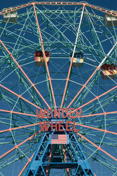 Laminated Wonder Wheel Ferris Wheel Coney Island Brooklyn Photo Photograph Poster Dry Erase Sign 24x36