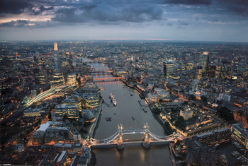 Jason Hawkes London Aerial View Photographer Photography Dusk Thames River Cool Wall Decor Art Print Poster 36x24