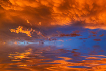 Laminated Cumulus Clouds During Sunset Red Reflection Photo Photograph Poster Dry Erase Sign 36x24