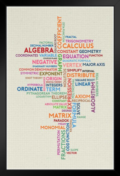 Math Mathematics Word Cloud Geometry Geometric Terminology Shapes Lines Areas Numbers Educational Classroom Motivational Teacher Learning Homeschool Chart Aide Cool Wall Art Print Poster 16x24 - Poster Foundry