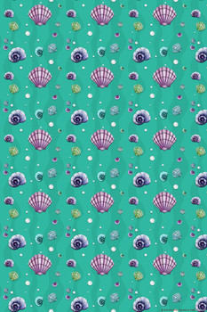 Ocean Sea Shells Decorative Repeating Pattern Design by Rose Khan Cool Wall Decor Art Print Poster 24x36