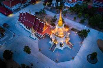 Laminated Golden Pagoda in Temple of Thailand Photo Photograph Poster Dry Erase Wall Art 36x24