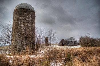 Laminated Silos in December Photo Photograph Poster Dry Erase Wall Art 36x24
