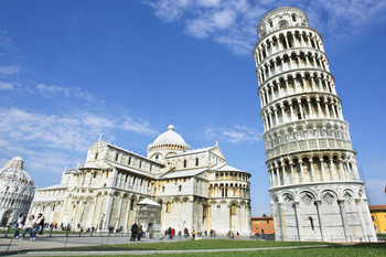 Laminated Pisa Cathedral with the Leaning Tower of Pisa Photo Photograph Poster Dry Erase Sign 36x24