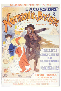 Laminated Excursions In Normandy And Brittany Vintage Illustration Travel Art Deco Vintage French Wall Art Nouveau 1920 French Advertising Vintage Poster Prints Poster Dry Erase Wall Art 24x36
