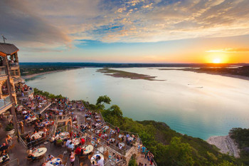 Laminated Lake Travis Sunset Austin Texas Photo Photograph Poster Dry Erase Sign 36x24