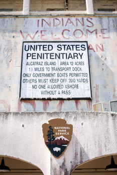 Laminated United States Penitentiary Sign Alcatraz Island Photo Photograph Poster Dry Erase Wall Art 24x36