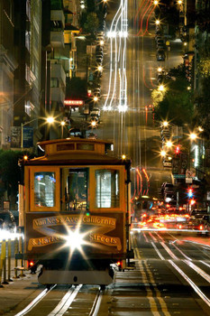 Laminated San Francisco California Street Cable Trolly Car Photo Photograph Poster Dry Erase Sign 24x36