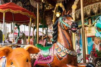 Laminated Carousel at a Carnival Photo Photograph Poster Dry Erase Sign 36x24