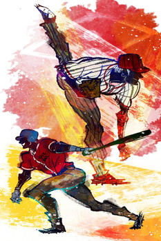 Laminated Baseball Player Playing Baseball Art Print Poster Dry Erase Wall Art 24x36
