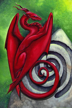 The Gatekeeper by Carla Morrow Spiral Spiritual Life Red Dragon Fantasy Cool Wall Decor Art Print Poster 24x36