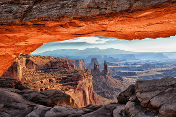 Laminated Inside Mesa Arch at Sunrise Photo Photograph Poster Dry Erase Sign 36x24