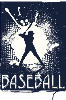 Laminated Baseball Player at Bat Illustration Art Print Poster Dry Erase Sign 24x36