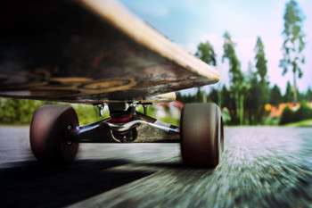 Laminated Longboard in Motion Close Up Photo Photograph Poster Dry Erase Wall Art 36x24