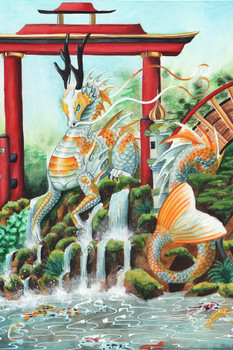 Laminated The Emperess Asian Fish Dragon by Carla Morrow Fantasy Poster Dry Erase Wall Art 12x18