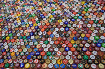 Laminated Beer Bottle Caps Photo Photograph Poster Dry Erase Wall Art 36x24