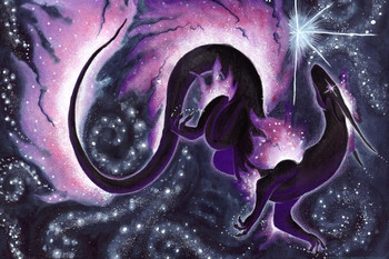 Laminated Star Dancer Dragon Outer Space Galaxy Stars by Carla Morrow Fantasy Poster Dry Erase Wall Art 12x18