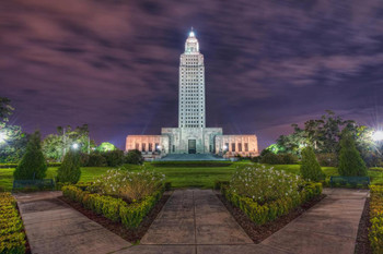 Laminated Louisiana State Capitol Building and Gardens Photo Photograph Poster Dry Erase Wall Art 36x24