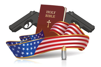 Laminated Guns and Holy Bible Patriotic Art Print Poster Dry Erase Sign 36x24