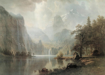 Laminated Albert Bierstadt In The Mountains 1867 Luminism Oil On Canvas Landscape Painting Poster Dry Erase Sign 36x24