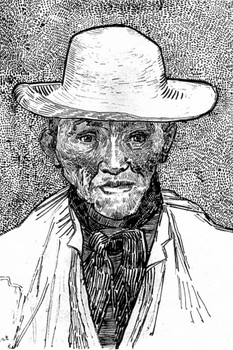 Laminated Vincent Van Gogh Peasant of the Camargue Portrait Patience Escalier Ink Over Graphite Poster Dry Erase Sign 24x36