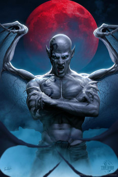 Laminated Blood Moon Tom Wood Fantasy Art Poster Dry Erase Wall Art 24x36