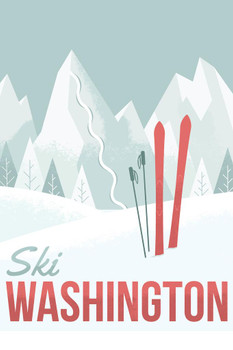 Laminated Ski Washington Retro Travel Poster Dry Erase Sign 24x36