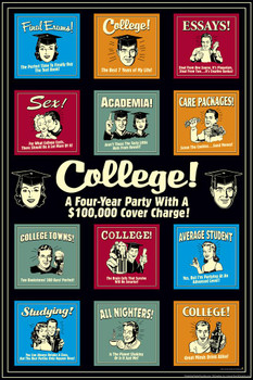 Laminated College Collage by RetroSpoofs Humor Poster Dry Erase Wall Art 24x36