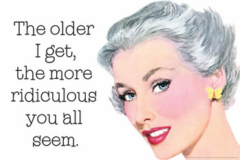 Laminated The Older I Get The More Ridiculous You All Seem Humor Poster Dry Erase Wall Art 36x24