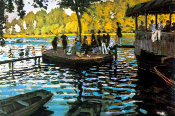 Laminated Claude Monet Bathing at La Grenouillre Oil On Canvas French Impressionist Artist Poster Dry Erase Sign 36x24