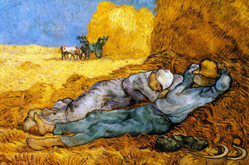 Laminated Vincent Van Gogh The Siesta or Noon Rest from Work Van Gogh Wall Art Impressionist Painting Style Nature Spring Flower Landscape Field Romantic Artwork Poster Dry Erase Sign 36x24