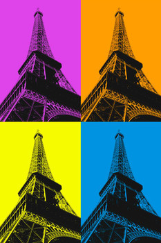 Eiffel Tower Pop Art Print Laminated Dry Erase Sign Poster 24x36