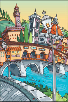 Laminated Love Florence Italy Landmarks Travel Art Print Poster Dry Erase Wall Art 24x36