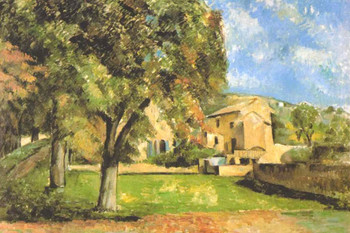 Laminated Cezanne Chestnut Trees And Farm House of Jas de Bouffan Impressionist Posters Paul Cezanne Art Prints Nature Landscape Painting Art French Artist Romantic Art Poster Dry Erase Sign 36x24