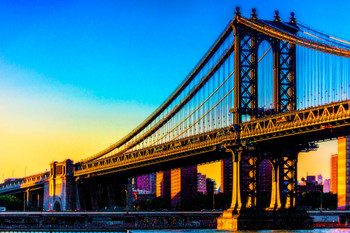 Laminated Manhattan Bridge Sunset by Chris Lord Photo Photograph Poster Dry Erase Sign 24x36