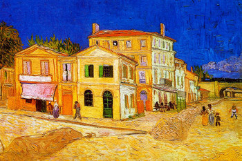 Laminated Vincent Van Gogh The Yellow House Van Gogh Wall Art Impressionist Portrait Painting Style Fine Art Home Decor Realism Romantic Artwork Decorative Wall Decor Poster Dry Erase Wall Art 36x24