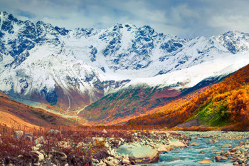 Laminated Shkhara Peak Caucasus Mountains Svaneti Region Georgia Photo Photograph Poster Dry Erase Sign 36x24