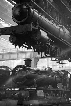 Laminated Locomotive Factory in 1935 Archival Black and White Photo Photograph Poster Dry Erase Wall Art 24x36