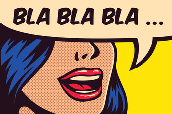 Laminated Bla Bla Bla Pop Art Comic Book Girl Talking Non Sense Gossip Illustration Poster Dry Erase Sign 36x24