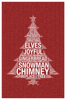 Laminated Words Christmas Red Poster Dry Erase Sign 24x36