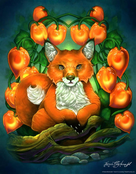 Laminated Night Light by Renee Biertempfel Fantasy Red Animal Print Fox Poster Fox Pictures For Wall Decor Cool Fox Wall Art Fox Animal Decor Wildlife Fox Animal Poster Dry Erase Sign 24x36