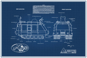 Laminated Lost In Space Chariot Blueprint Poster Dry Erase Sign 24x36